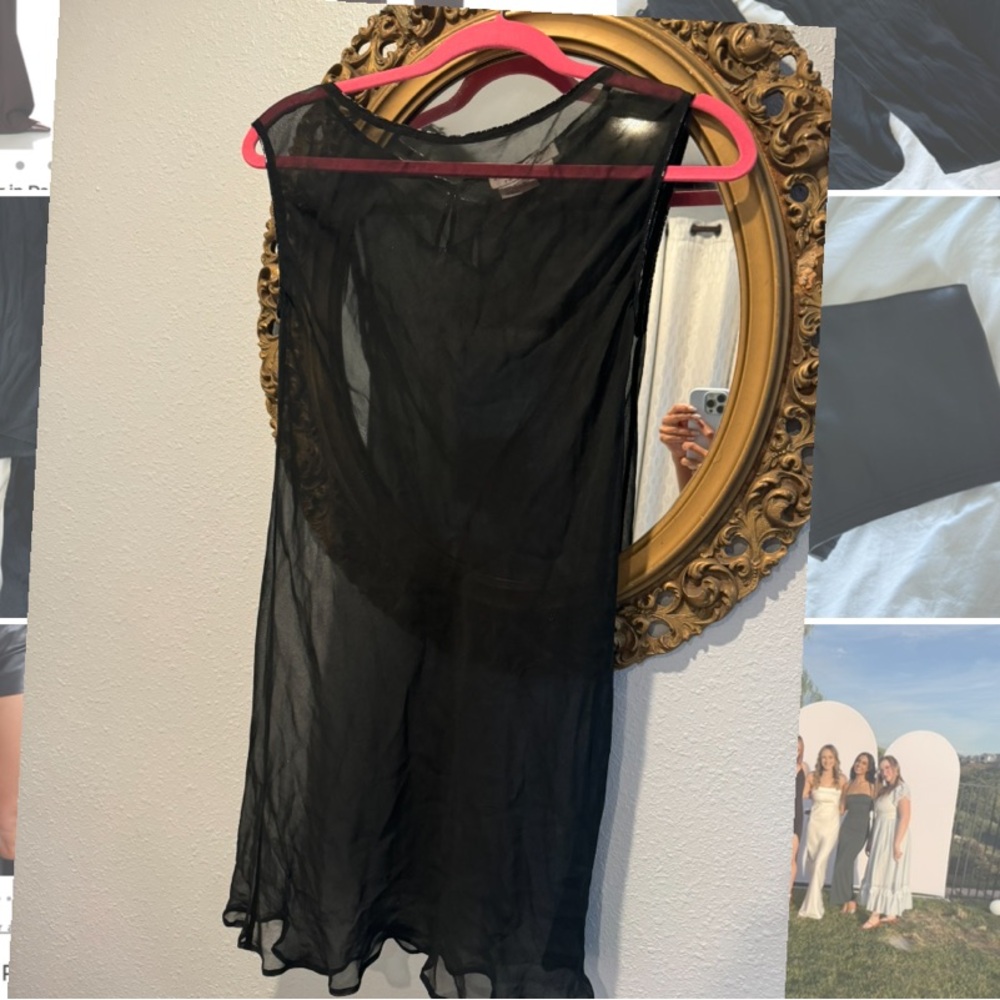 Sheer Black Sleeveless Mesh Overlay Top